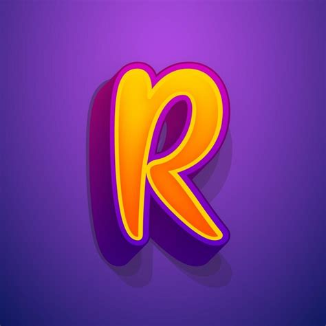 Фиолетовая и оранжевая буква R на фиолетовом фоне Премиум векторы