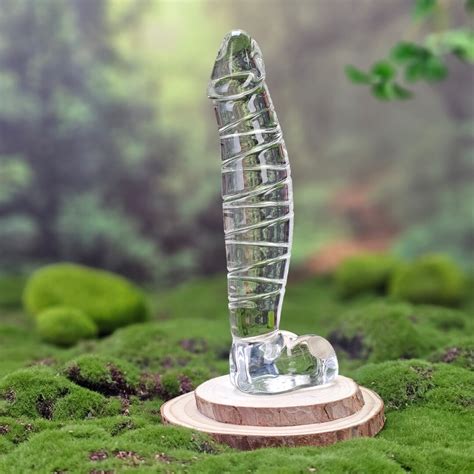 hand blown textured clear glass large realistic anal g spot dildo with balls massager sex toys