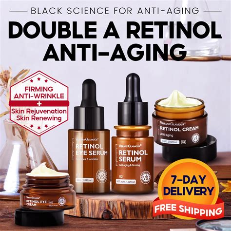 Vibrant Glamour Retinol Face Eye Cream Serum 4pcs Set Firming Lifting Anti Aging Reduce Wrinkle