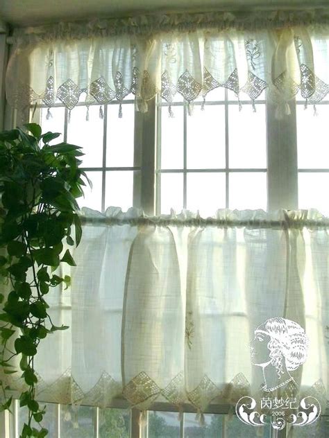 French Style Window Treatments Crochet Curtains Country Kitchen