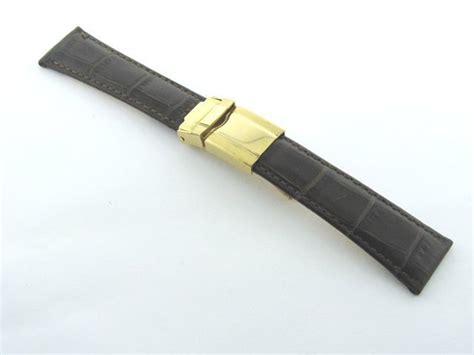 Leather Strap For Rolex Daytona Buckle Dbrown 5dg Regular Gold Clasp