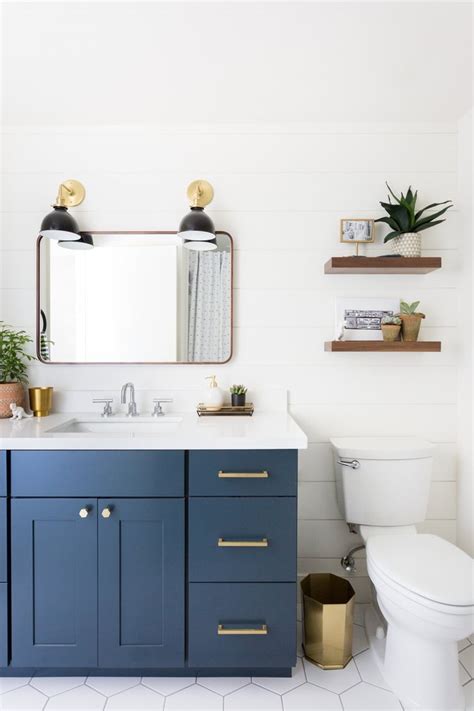 Paint a bathroom cabinet that looks great and lasts! Blue Bathroom Cabinet Ideas and Inspiration | Hunker