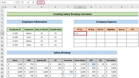 How To Create Salary Breakup Calculator In Excel Exceldemy