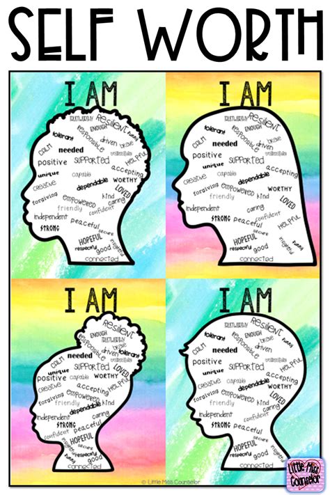 Self Worth I Am Posters And Writing With Editable Text Self Esteem