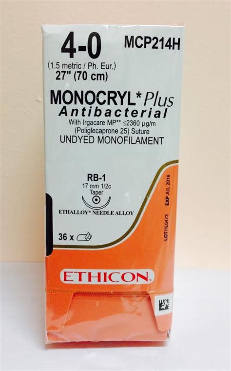 Ethicon Mcp214h Monocryl Plus Antibacterial Poliglecaprone 25 Suture