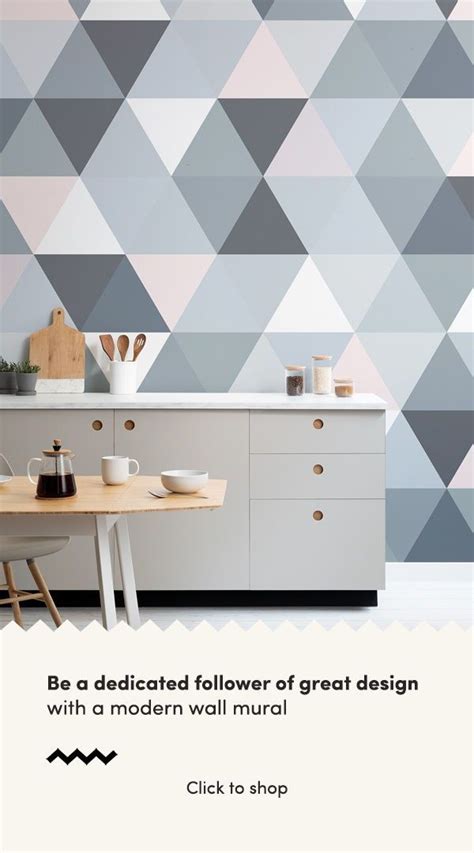 Grey Pink Geometric Triangle Pattern Wallpaper Mural Hovia UK