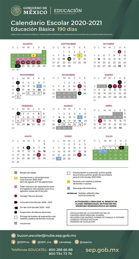 En los próximos días estarán disponibles los formatos gráficos del calendario nota. Calendario escolar 2020-2021 Educación Básica | SECRETARÍA ...