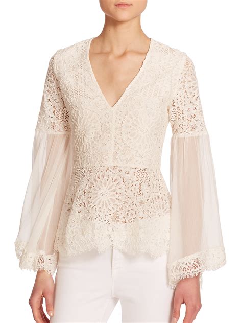 Alexis Vitor Lace Peasant Blouse In White Lyst