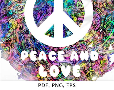 Peace And Love Hippie Eps Psychedelic Pnghippie Vectorpeace Etsy Uk