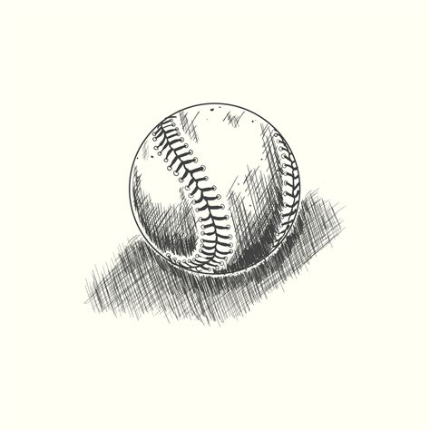 Baseball Softball Vector Illustration In Black Detailed Vintage Style