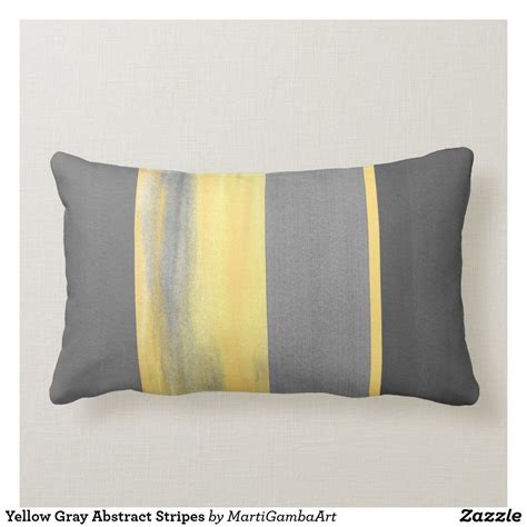 Yellow Gray Abstract Stripes Lumbar Pillow In 2020