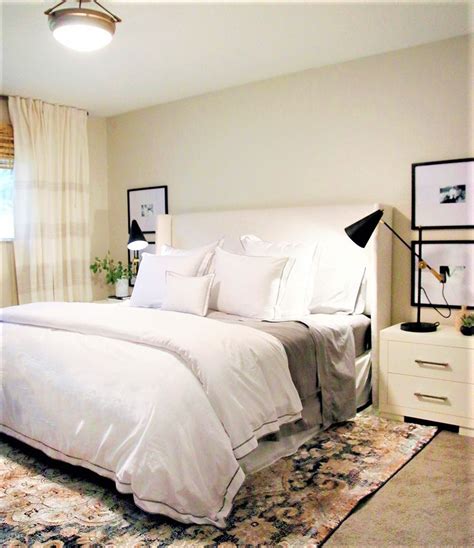 Bright bedroom rattan bed blue pink pillows artwork plant rug. 10 Must-See Before and After Bedroom Makeovers
