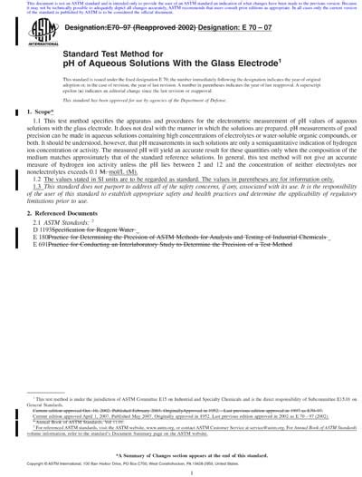 Astm E Red Standard Test Method For Ph Of Aqueous Solutions With
