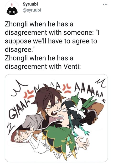 Zhongli And Venti In 2021 Genshin Impact Genshin Memes Genshin Impact