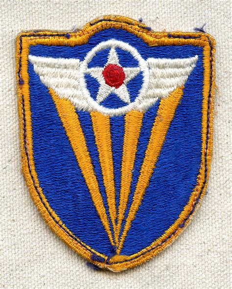 Wwii Usaaf 4th Air Force Patch Fully Bordered Rays Variant Well Used