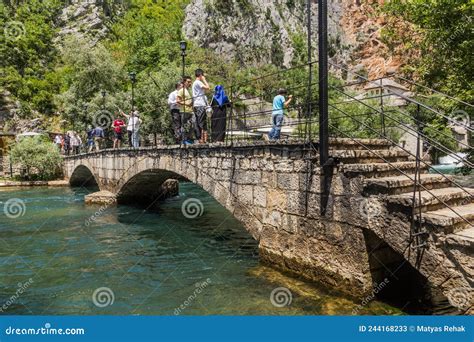 Blagaj Bosnia And Herzegovina June 9 2019 Stone Bridge Over Buna