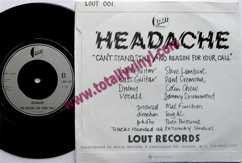 Totally Vinyl Records Headache Cant Stand Still No Reason For