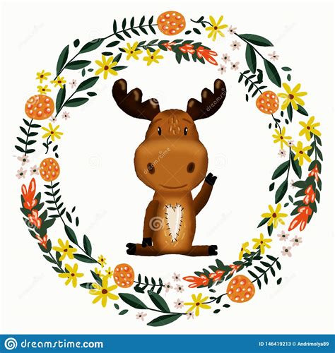 Cute Moose Cartoon Vector Illustration 33992360