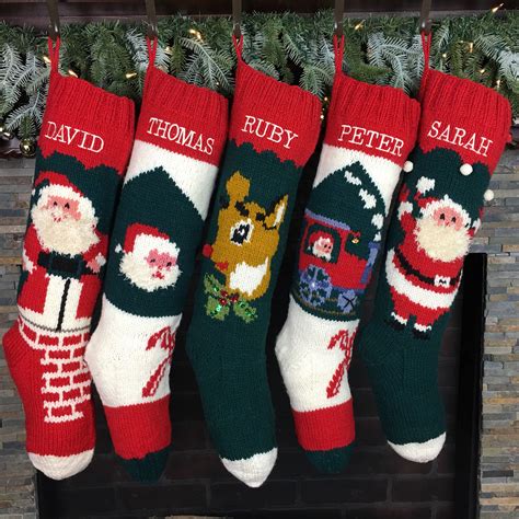 Christmas Stockings Personalized Knit Wool Santa Stocking Etsy