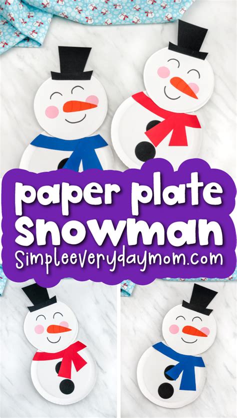 Snowman Paper Plate Craft For Kids Free Template