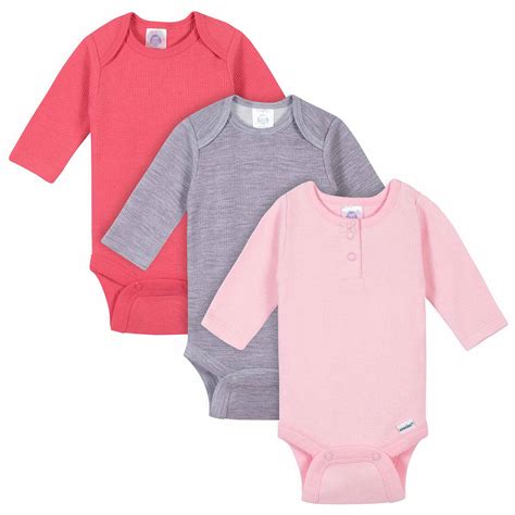 Gerber® 3 Pack Baby Girls Cozy Winter Long Sleeve Onesies® Bodysuits