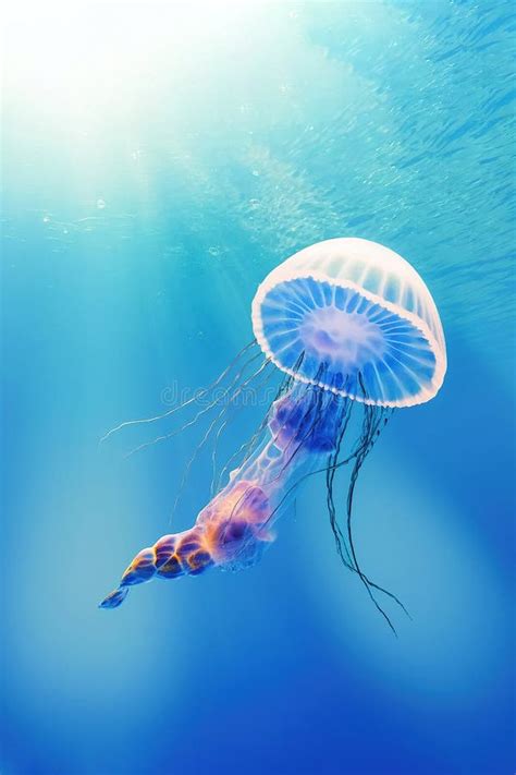 Jellyfish At The Bottom Of The Ocean Or Sea Background Of Jellyfish