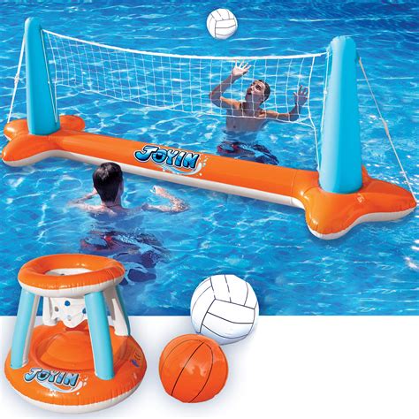 Buy Joyininflatable Pool Float Set Volleyball Net And Basketball Hoops Floating Swimming Game Toy