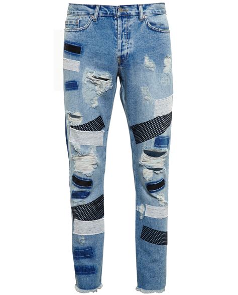 Lyst James Long Distressed Patchwork Jeans In Blue For Men