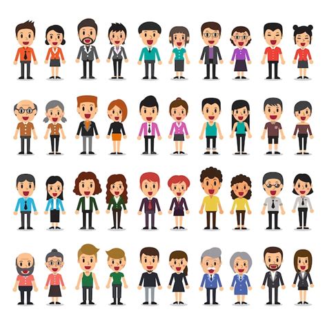 Conjunto De Dibujos Animados De Vector De Diversas Personas Felices