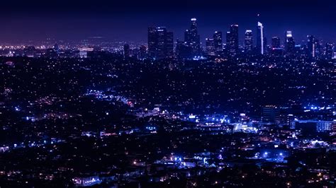 Download Wallpaper 2560x1440 Night City City Lights Overview Aerial