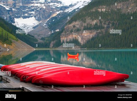 Lake Louise Canoe Banff National Park Alberta Canada Stock Photo Alamy