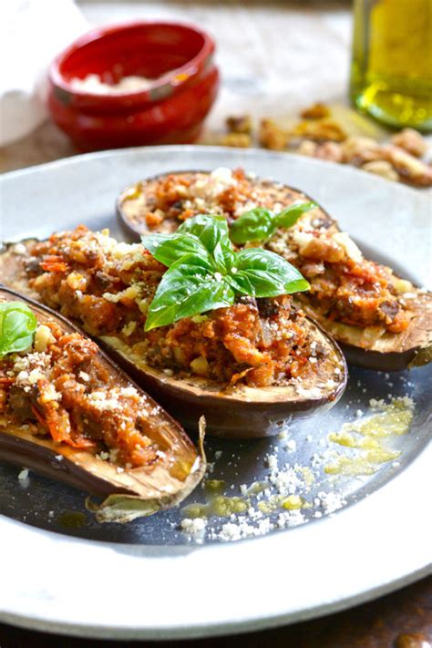 Italian word of the day: Italian Eggplant with Walnut Stuffing - Ciao Chow Bambina
