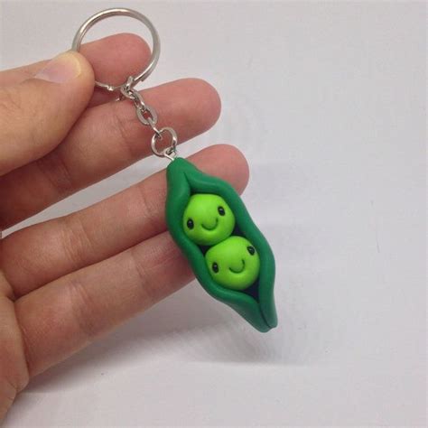 Miniature Peas In A Pod Cute Little Polymer Clay Veggie Figurine