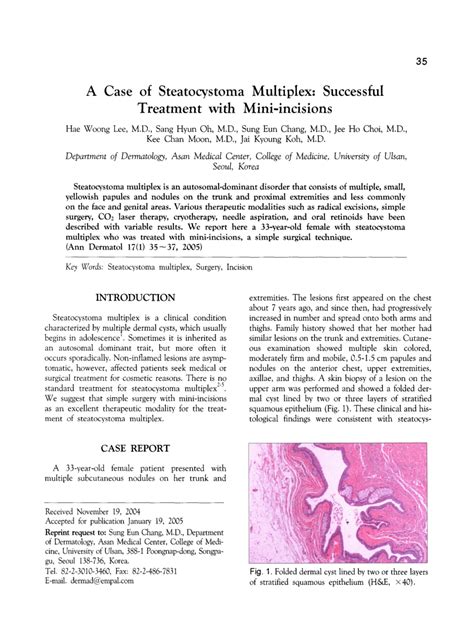 Pdf A Case Of Steatocystoma Multiplex Successful Treatment With Mini