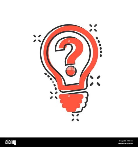 problem solution icon in comic style light bulb idea vector cartoon illustration on white