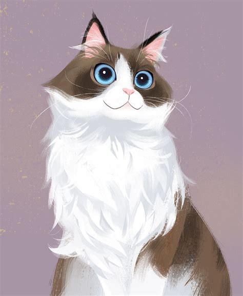 Digital Painting Cat Drawing Cat Art Illustration Animal Drawings