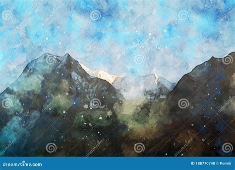Pintura Abstrata De Montanhas Paisagem Natureza Imagem Paisagem Imagem