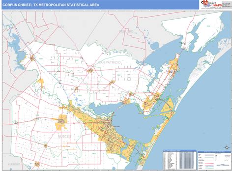 Corpus Christi Tx Metro Area Wall Map Color Cast Style By Marketmaps