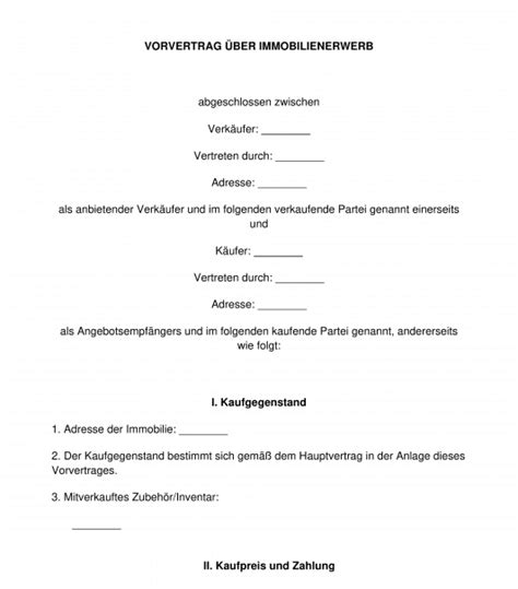 Muster 2 auszug aus muster kaufvertrag kaufpreisabwicklung a ber. Vorvertrag - Immobilien - Muster, Vorlage, Word und PDF