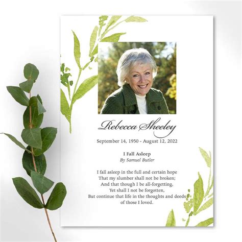 Memorial Card Keepsake With Photo And Poem To Send As A Memorial T