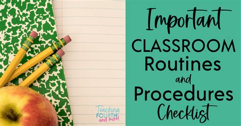 Important Classroom Routines And Procedures Checklist Teaching Fourth