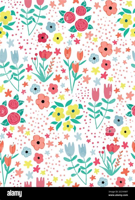 Fun And Whimsical Seamless Floral Pattern And Background Spring