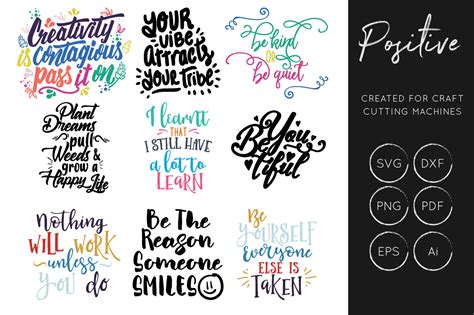 Inspirational Quote Positive Svg Eps Png Clip Art Cricut Cut Files Silhouette Dxf Files For