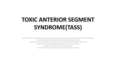 Toxic Anterior Segment Syndrome Tass Ppt Download