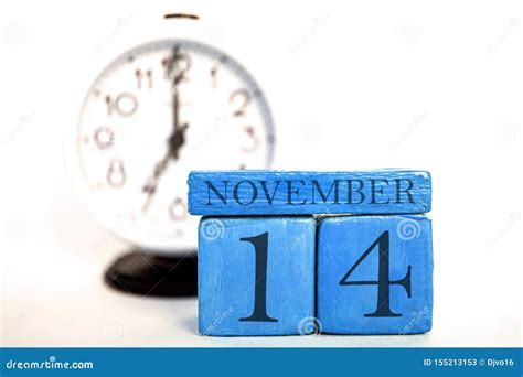 November 14th Day 14 Of Month Handmade Wood Calendar And Alarm Clock