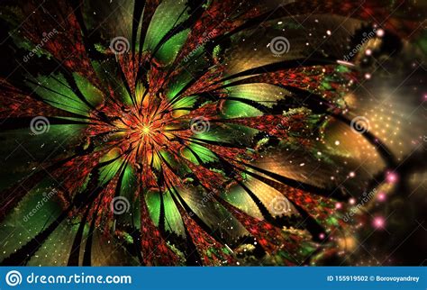 Abstract Computer Generated Fractal Flower Design Digital Artwork For
