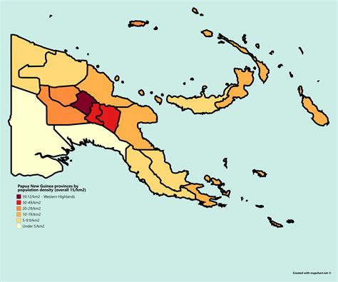 It occupies the eastern part of the island of new guinea as well as many neighboring islands. Papua New Guinea provinces by population density (2011 ...