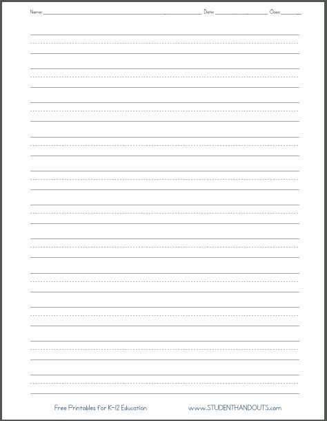 Looking for free printable handwriting paper for handwriting, letters, stories, spelling tests, writing sentences and more? Dashed Line Handwriting Practice Paper Printable Worksheet ...