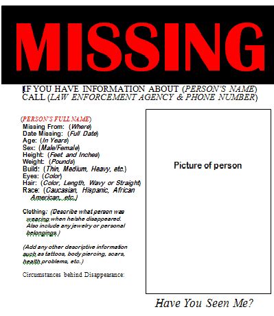 Pick one of 20 signatures and easily customize it with your own logo, photo, website, and social profiles. 21+ Free Missing Poster - Word Excel Formats