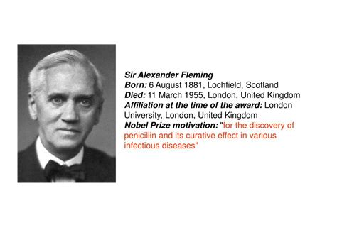 Ppt Sir Alexander Fleming Born 6 August 1881 Lochfield Scotland